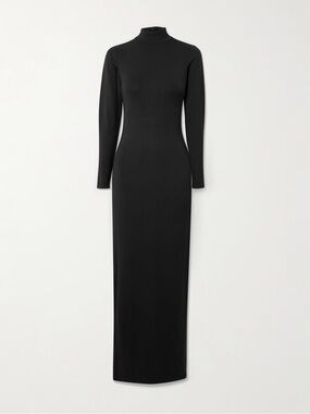 Skims Black Long Sleeve Mockneck Maxi Dress